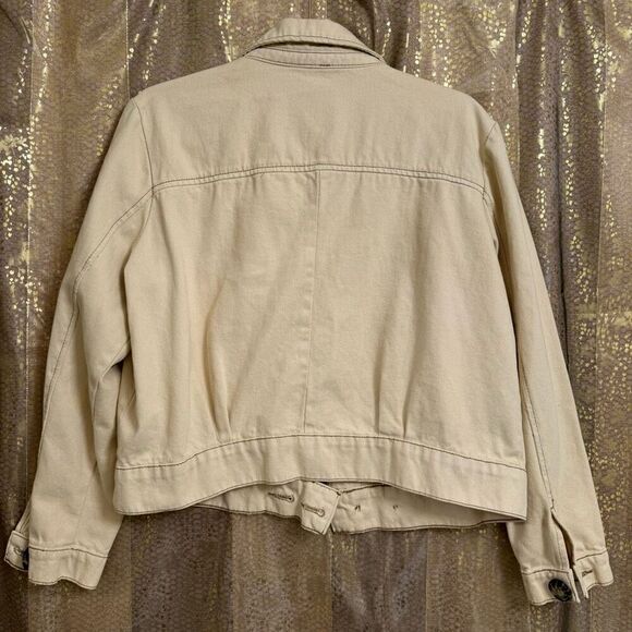 Free People Ivory Ecru Eisenhower Button Up Jean Jacket Small - Picture 2 of 10